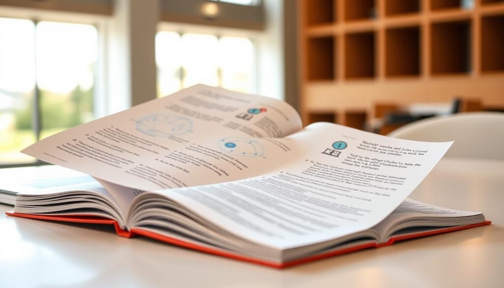 A detailed, user-friendly tutorial manual resting on a clean, professional desk. The manual is open, showcasing clear step-by-step instructions and diagrams on navigating a campus information system. Warm, diffused lighting illuminates the scene, creating a welcoming, educational atmosphere. The manual's pages are crisp and uncluttered, inviting the user to engage with the content. In the background, a blurred campus landscape suggests the real-world application of the guidance provided. The overall composition conveys a sense of accessibility and transparency, reflecting the core themes of the article.