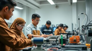 Siswa pendidikan vokasi sedang praktik di laboratorium teknik